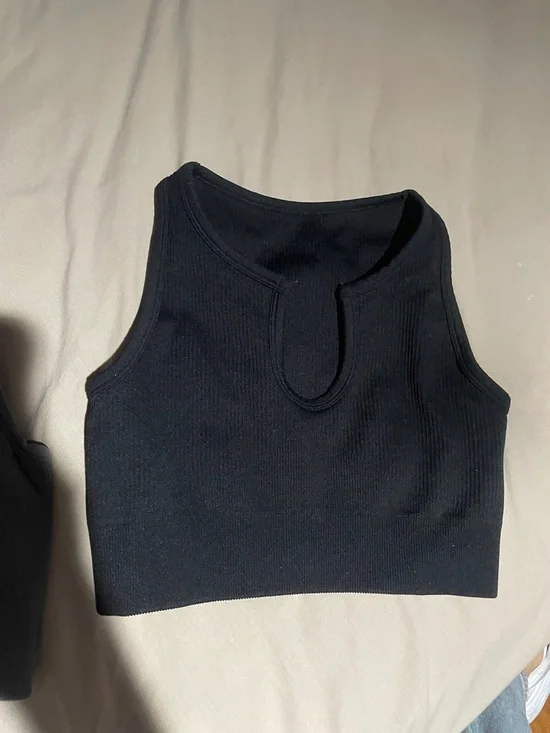 Women’s Ribbed Crop Tank Shorts - Lavender, Gray, Black - Picture 4 of 4